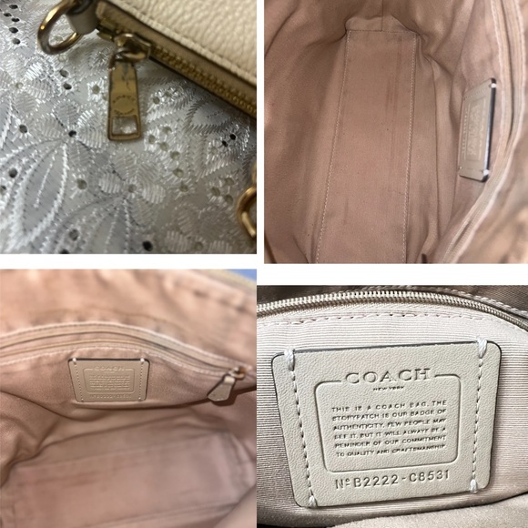 Coach Cream and Gold Shoulder Bag with Structured Design - Picture 6 of 8